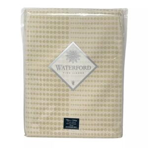 WATERFORD 70 x 104" Christmas Holiday Shimmer Gold Dot Tablecloth Seats 8-10 NEW